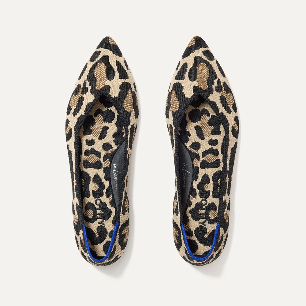 Pointed Leopard Print Ballet Flats - Women's Beige/Black